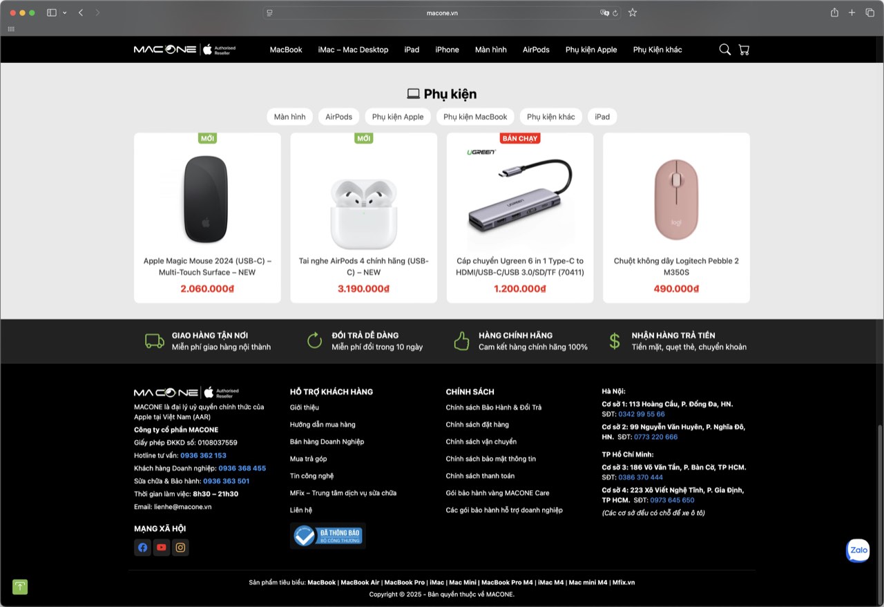 Footer website MacOne