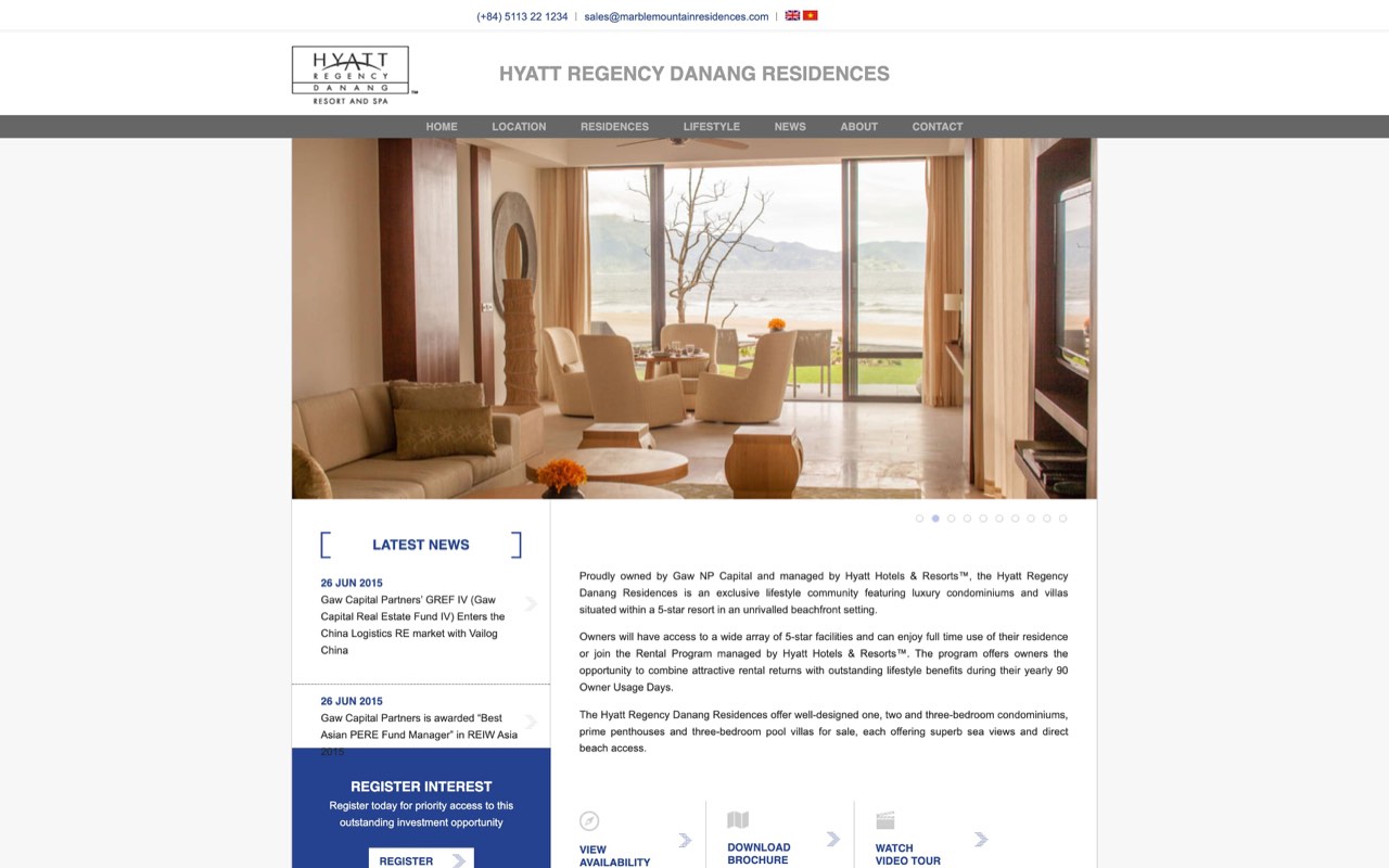 Trang chủ website Hyatt Regency Danang Residences