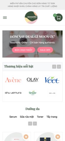 Giao diện mobile website MoonChic Order