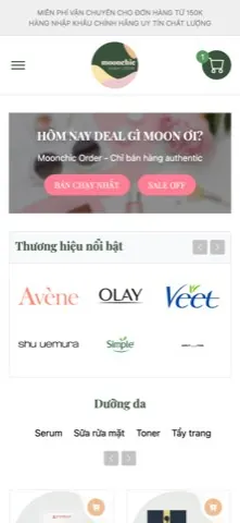 Giao diện mobile website MoonChic Order